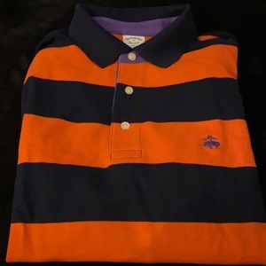Brooks brothers orange and blue striped shirt with purple accent
